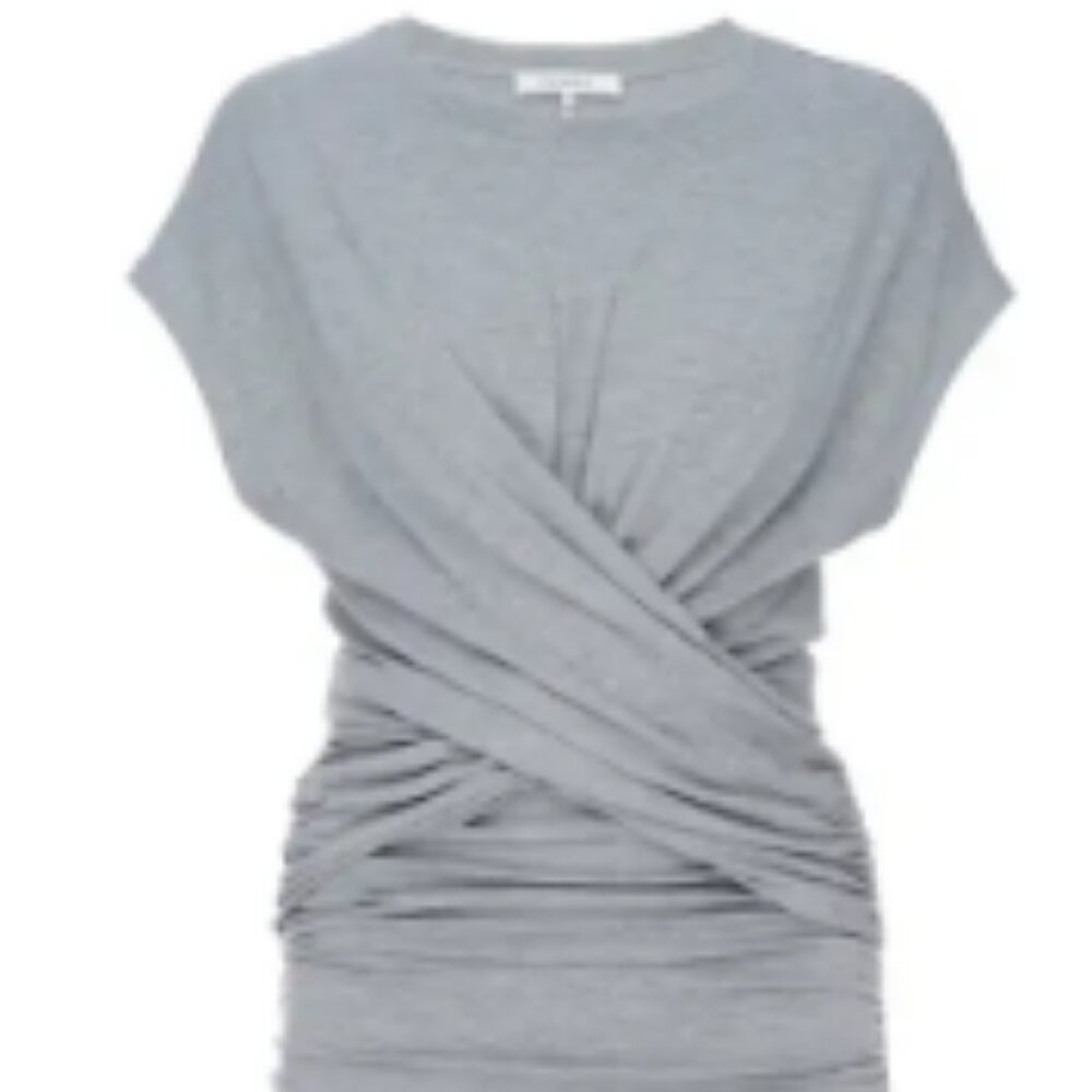 Frame Ruched Crisscross Detail Dress In Gray Size L